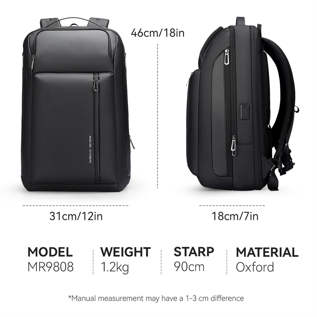 MARK RYDEN Reiserucksack 25-35L Laptop Tasche Schwarz