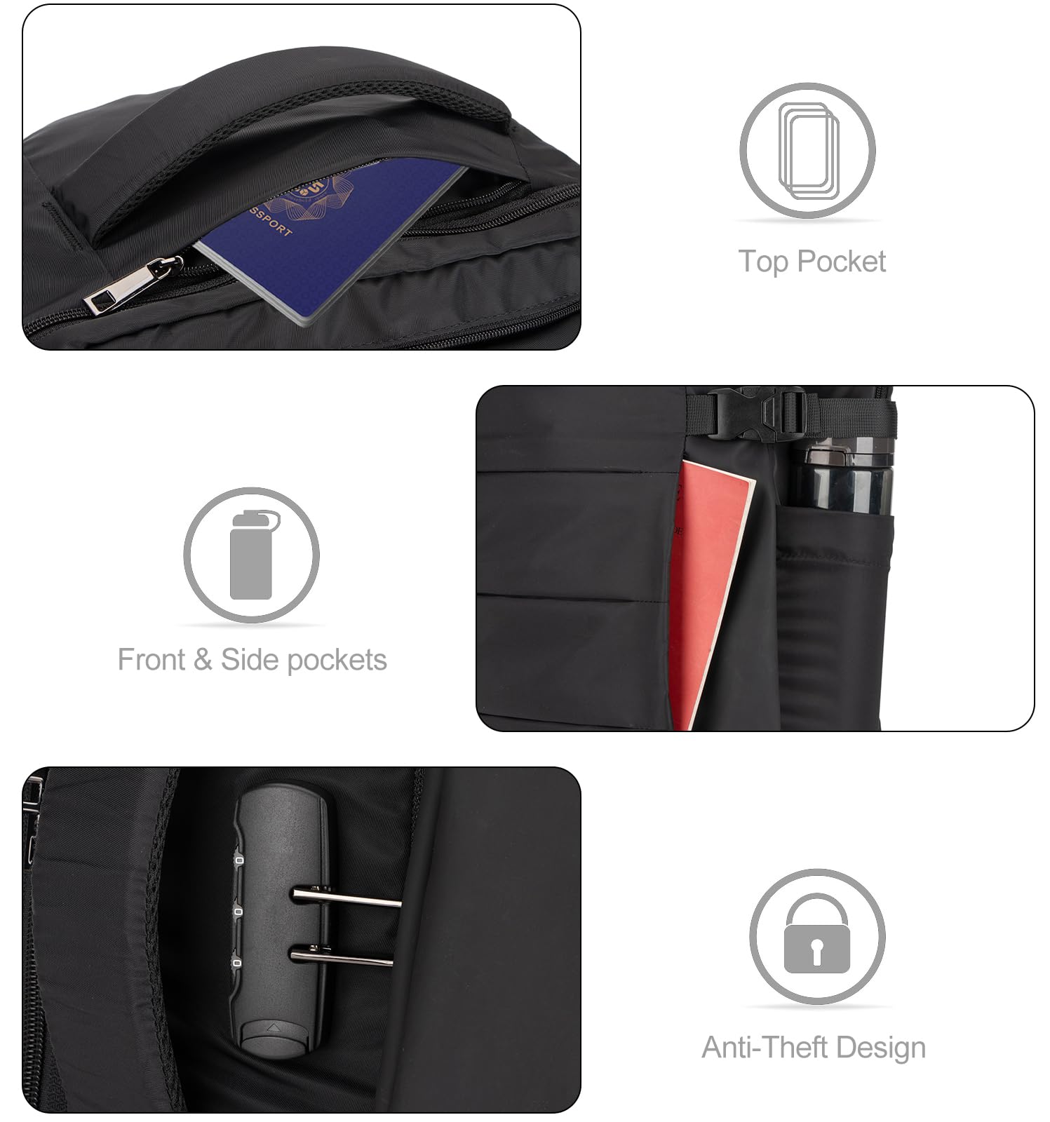 Tzowla Laptop Rucksack 40L Wasserdicht Schwarz