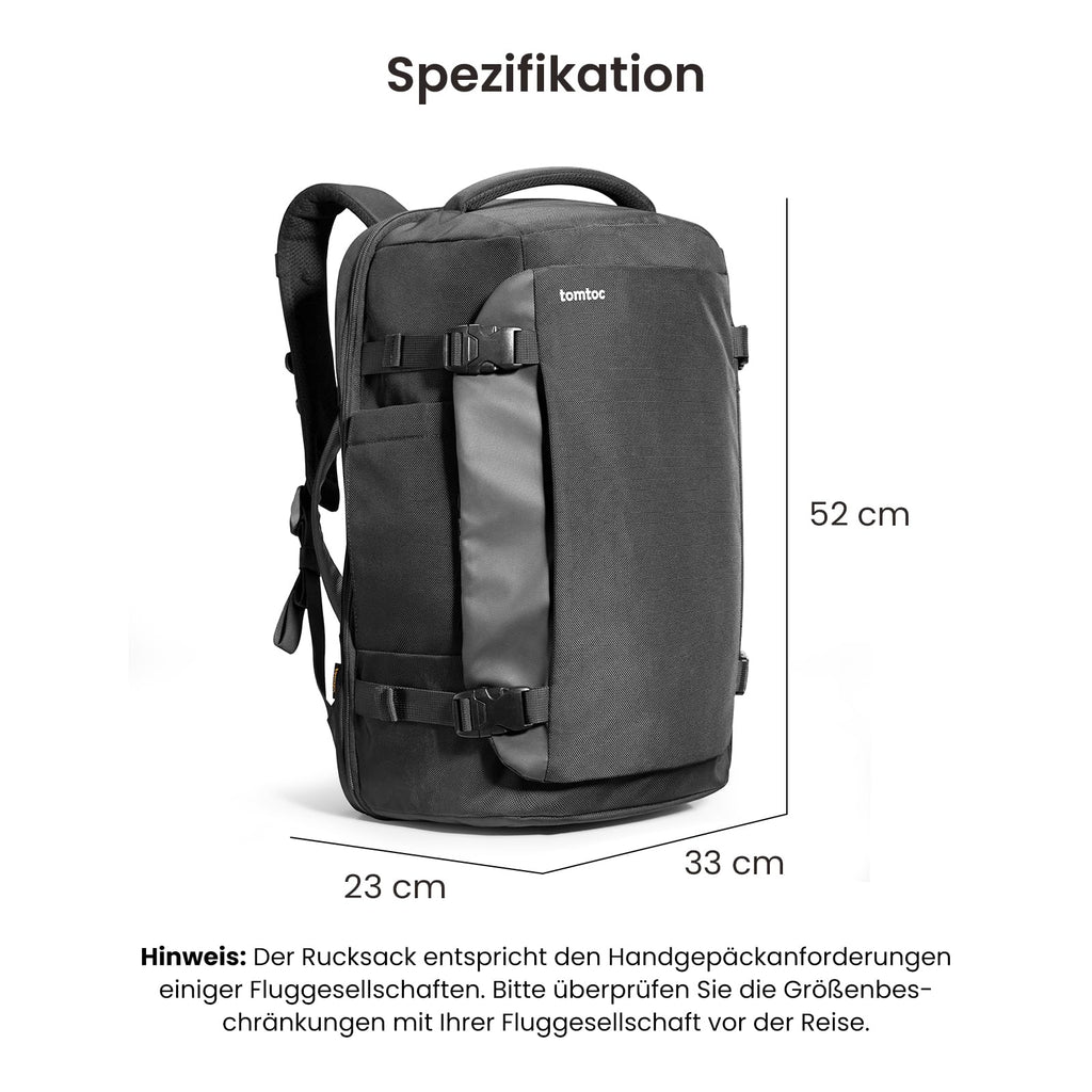 tomtoc Handgepäck Rucksack 40L TSA 15,6-17 Zoll