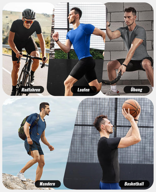 Niksa Herren Kompressionsshirt Kurzarm Atmungsaktiv Sport T-Shirt