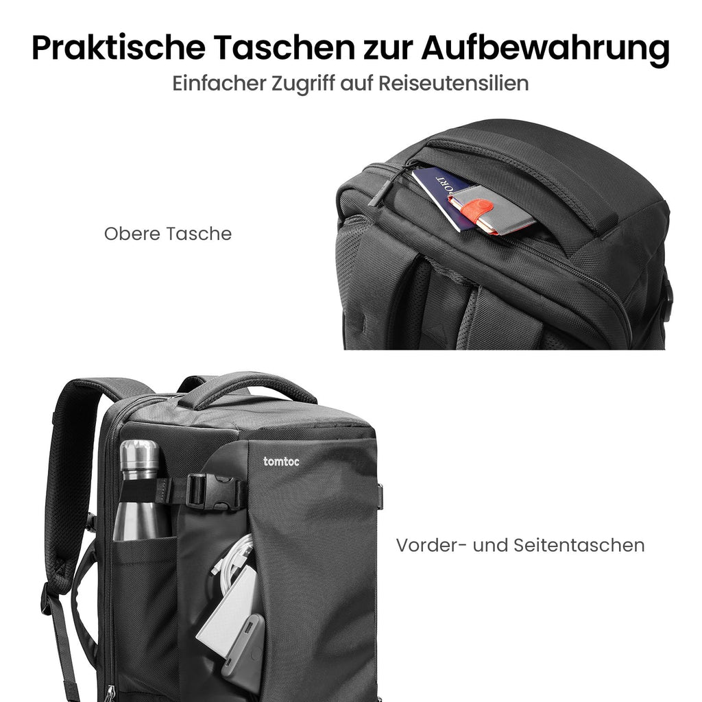 tomtoc Handgepäck Rucksack 40L TSA 15,6-17 Zoll