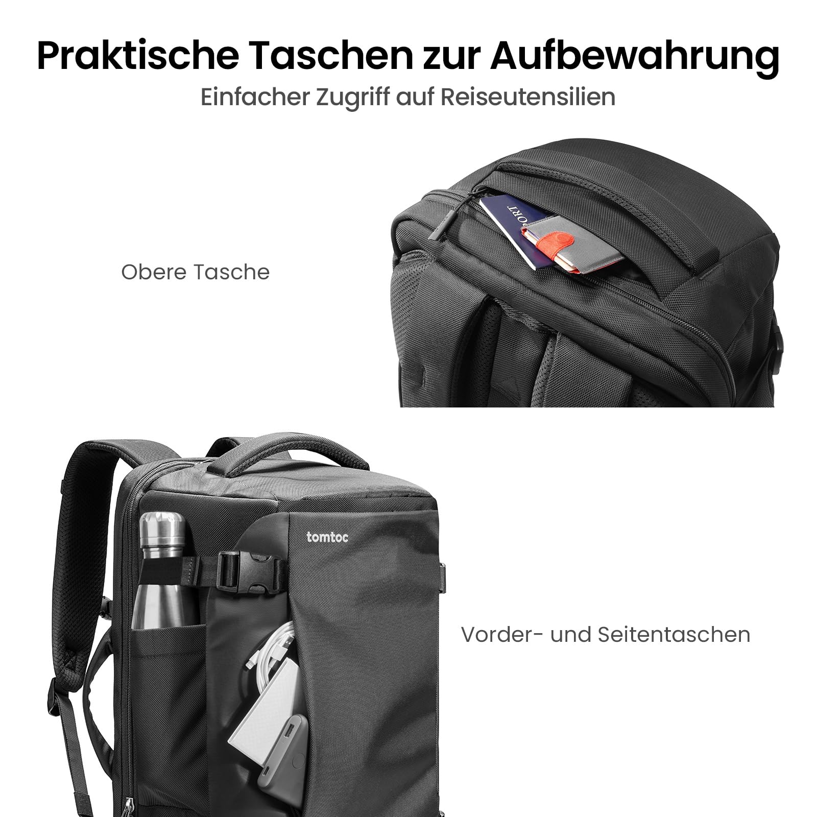 tomtoc Handgepäck Rucksack 40L TSA 15,6-17 Zoll