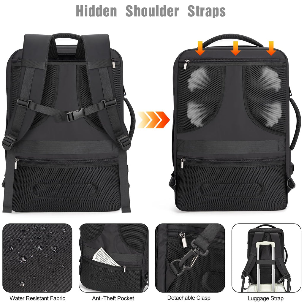 Tzowla Laptop Rucksack 40L Wasserdicht Schwarz