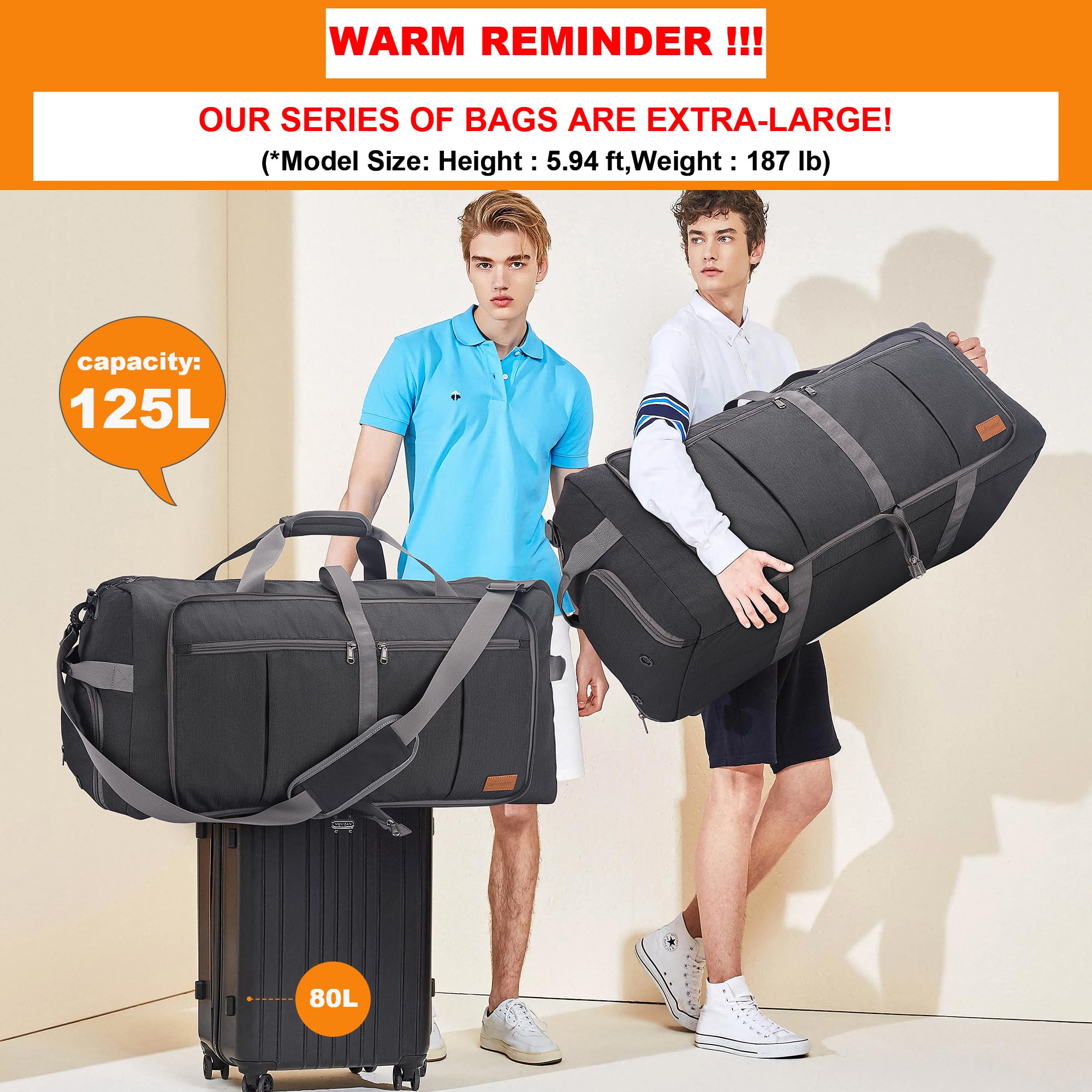 Upeelife Große Reisetasche 125L Herren Damen