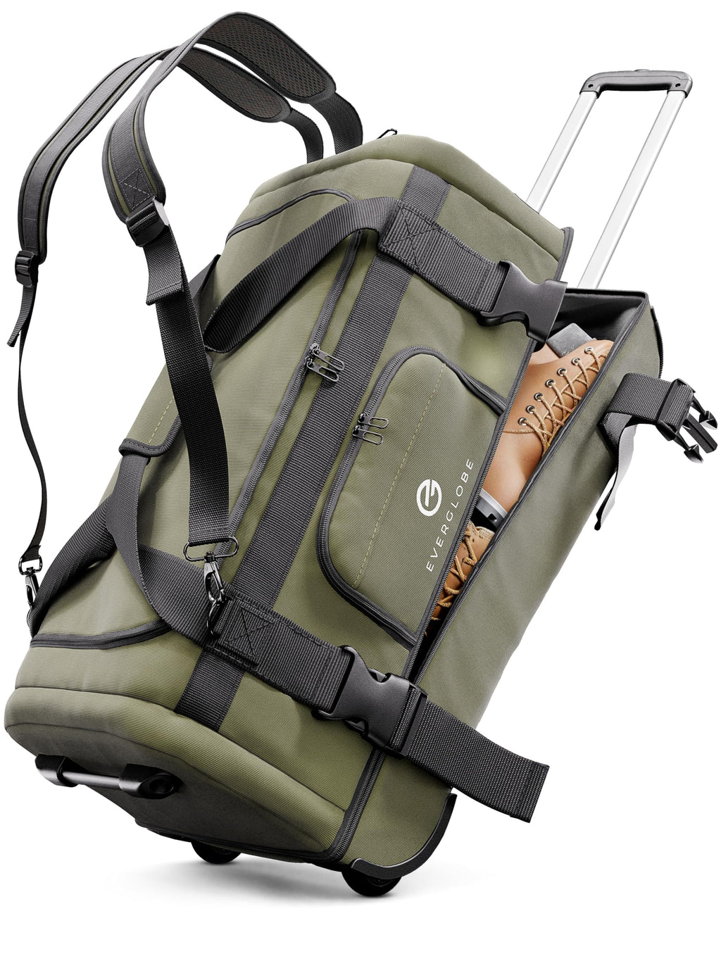 3in1 Reisetasche 120L mit Rollen Khaki Travel Bag