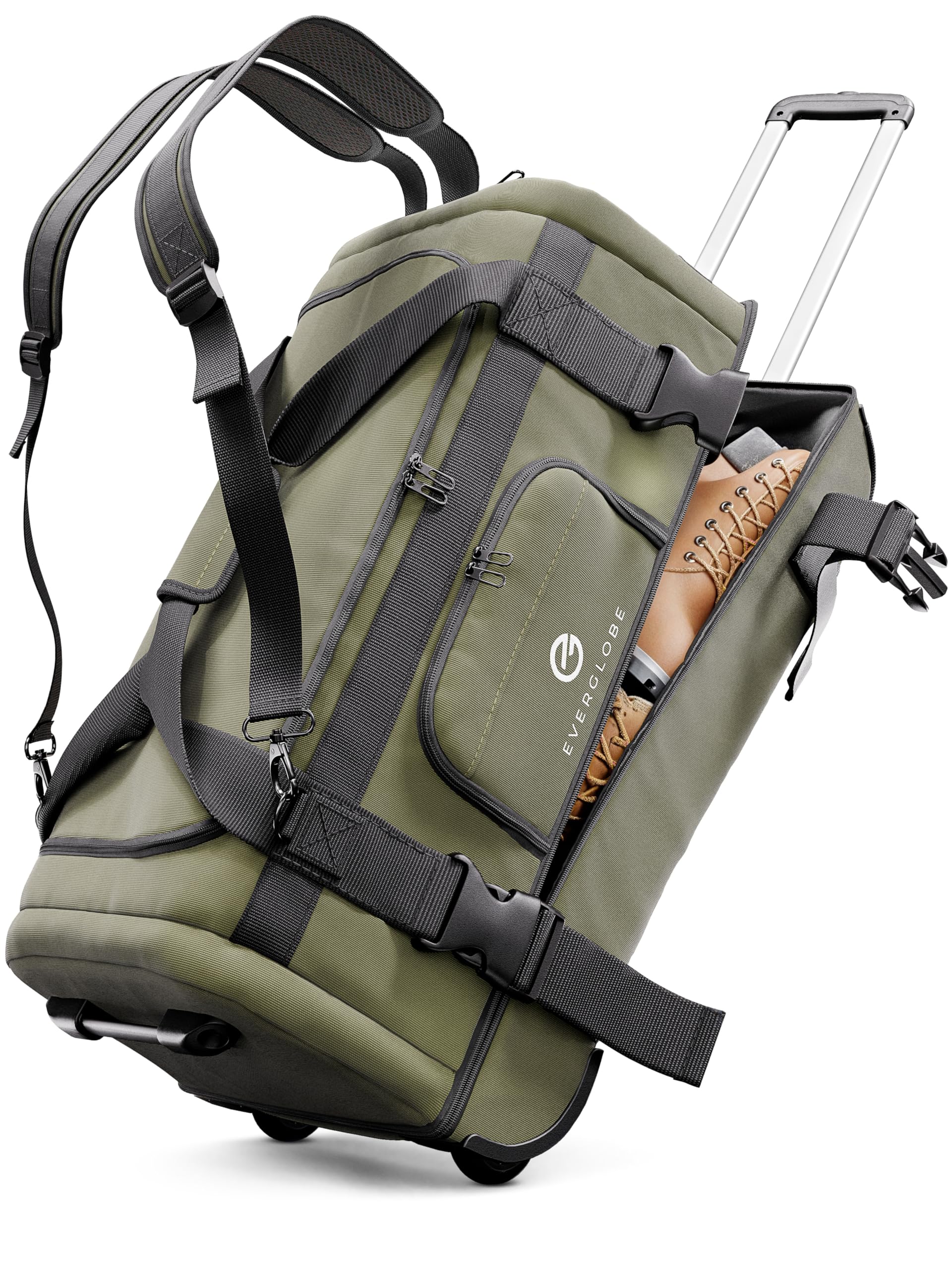 3in1 Reisetasche 120L mit Rollen Khaki Travel Bag