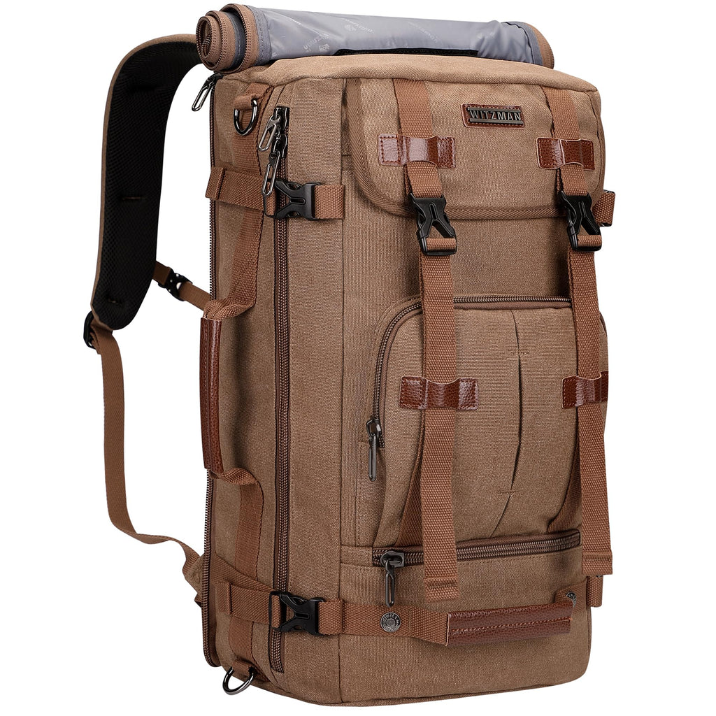 WITZMAN Laptop Rucksack Groß Canvas 17 Zoll Braun