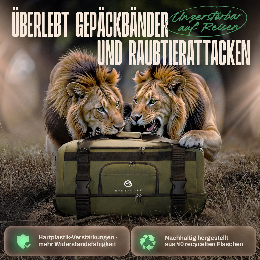 3in1 Reisetasche 120L mit Rollen Khaki Travel Bag
